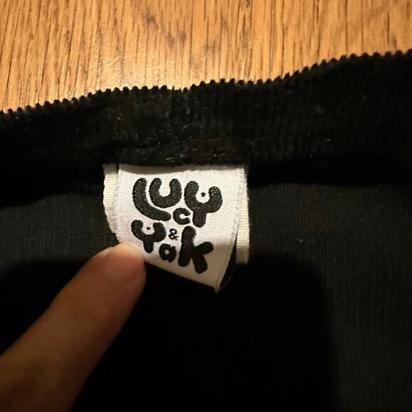 Lucy & Yak Black Corduroy Overalls Dungarees size small 30” tapered full - Picture 6 of 11